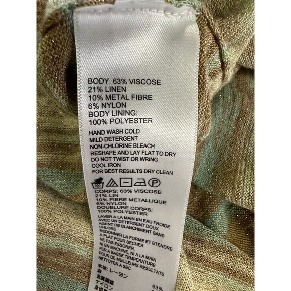 Tommy Bahama Dress Womens XL Coffee Linen Blend Gold Metallic Maxi Ladies NEW - Picture 7 of 13